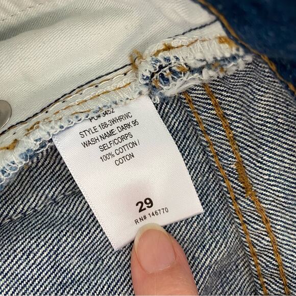 RE/DONE REDONE HighRise Wide Leg Crop Jean Raw Hem Dark 95 Size 29 - Picture 8 of 13